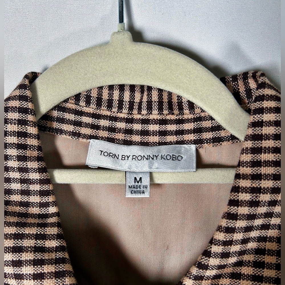 Torn by Ronny Kobo ‘Valerie’ Checkered Pleated Button Down Dress - Picture 3 of 5